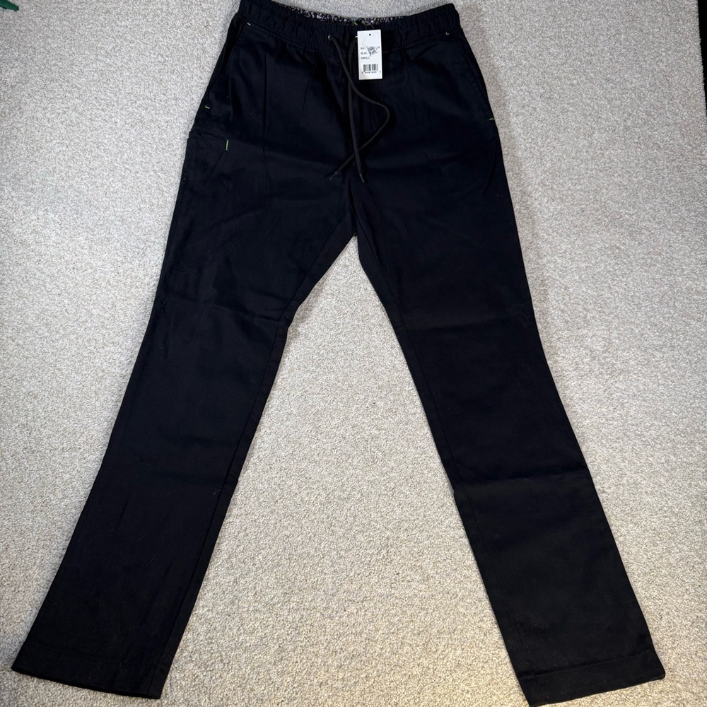 Society of Threads Slim Fit Solid Drawstring Pants Men's Black Size Small